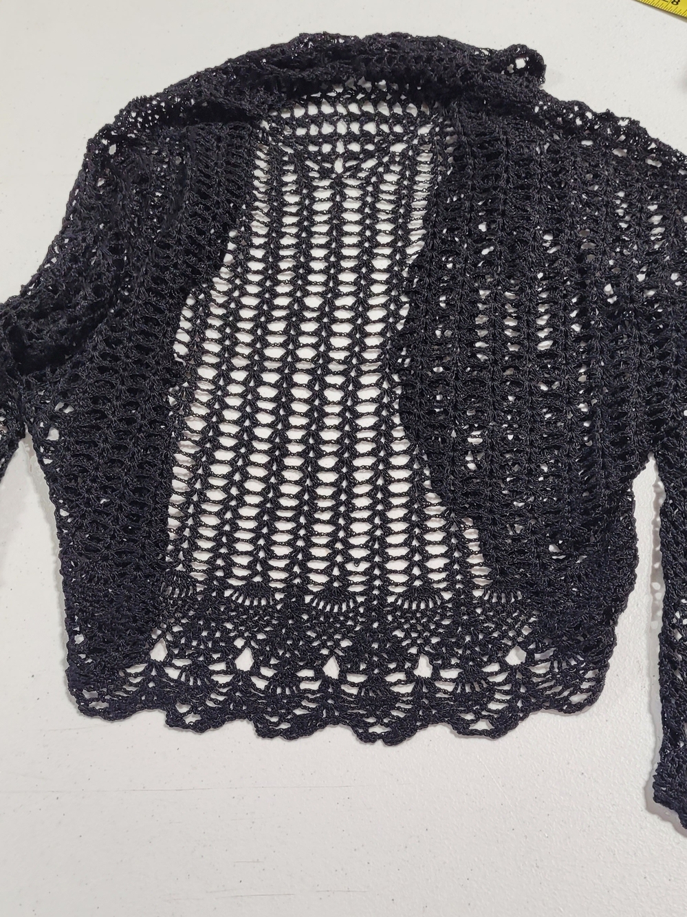 Black Open-Knit Crochet Women's Sweater - Picture 3 of 3